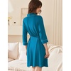 image:imageEkouaer Women Robes Bathrobe Short Kimono Robe Soft Bathrobes with PocketsBlue Green