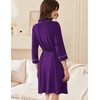 image:imageEkouaer Women Robes Bathrobe Short Kimono Robe Soft Bathrobes with PocketsDark Purple