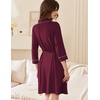 image:imageEkouaer Women Robes Bathrobe Short Kimono Robe Soft Bathrobes with PocketsDate Red