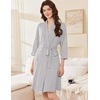 image:imageEkouaer Women Robes Bathrobe Short Kimono Robe Soft Bathrobes with PocketsLight Gray