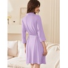 image:imageEkouaer Women Robes Bathrobe Short Kimono Robe Soft Bathrobes with PocketsLight Purple
