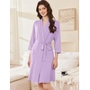 image:imageEkouaer Women Robes Bathrobe Short Kimono Robe Soft Bathrobes with PocketsLight Purple