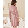 image:imageEkouaer Women Robes Bathrobe Short Kimono Robe Soft Bathrobes with PocketsLotus Pink