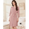image:imageEkouaer Women Robes Bathrobe Short Kimono Robe Soft Bathrobes with PocketsLotus Pink