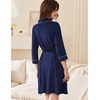 image:imageEkouaer Women Robes Bathrobe Short Kimono Robe Soft Bathrobes with PocketsNavy Blue