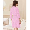 image:imageEkouaer Women Robes Bathrobe Short Kimono Robe Soft Bathrobes with PocketsPink Flowers
