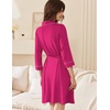 image:imageEkouaer Women Robes Bathrobe Short Kimono Robe Soft Bathrobes with PocketsRose Red