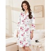 image:imageEkouaer Women Robes Bathrobe Short Kimono Robe Soft Bathrobes with PocketsWhite Red Flowers