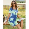 image:imageEkouaer Women Zipper Front House Coat Robe Zip Up Bathrobes Short Nightgown  Short Sleeves Lightweight Lounge Summer Zip Robes with Pockets 2026 FashionTie Dye Blue