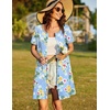 image:imageEkouaer Women Zipper Front House Coat Robe Zip Up Bathrobes Short Nightgown  Short Sleeves Lightweight Lounge Summer Zip Robes with Pockets 2026 FashionYellow Floral