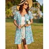 image:imageEkouaer Women Zipper Front House Coat Robe Zip Up Bathrobes Short Nightgown  Short Sleeves Lightweight Lounge Summer Zip Robes with Pockets 2026 FashionBlue Crushed Floral