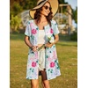 image:imageEkouaer Women Zipper Front House Coat Robe Zip Up Bathrobes Short Nightgown  Short Sleeves Lightweight Lounge Summer Zip Robes with Pockets 2026 FashionFlower Green