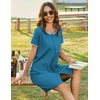 image:imageEkouaer Women Zipper Front House Coat Robe Zip Up Bathrobes Short Nightgown  Short Sleeves Lightweight Lounge Summer Zip Robes with Pockets 2026 FashionPeacock Blue