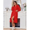 image:imageEkouaer Womens Robe Long Winter Plush Soft Bathrobe with Pockets SXXL  Ekouaer Jacquard Color Block Robes Shawl Collar Long Sleeve Fuzzy Bath Robes Fleece SleepwearRed
