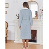 image:imageEkouaer Womens Robe Long Winter Plush Soft Bathrobe with Pockets SXXL  Ekouaer Jacquard Color Block Robes Shawl Collar Long Sleeve Fuzzy Bath Robes Fleece SleepwearLight Blue