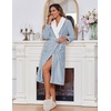 image:imageEkouaer Womens Robe Long Winter Plush Soft Bathrobe with Pockets SXXL  Ekouaer Jacquard Color Block Robes Shawl Collar Long Sleeve Fuzzy Bath Robes Fleece SleepwearLight Blue