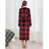 image:imageEkouaer Womens Robe Long Winter Plush Soft Bathrobe with Pockets SXXL  Ekouaer Jacquard Color Block Robes Shawl Collar Long Sleeve Fuzzy Bath Robes Fleece SleepwearRed Black Plaid