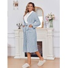 image:imageEkouaer Womens Robe Long Winter Plush Soft Bathrobe with Pockets SXXL  Ekouaer Jacquard Color Block Robes Shawl Collar Long Sleeve Fuzzy Bath Robes Fleece SleepwearLight Blue