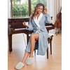 image:imageEkouaer Womens Robe Long Winter Plush Soft Bathrobe with Pockets SXXL  Ekouaer Jacquard Color Block Robes Shawl Collar Long Sleeve Fuzzy Bath Robes Fleece SleepwearLight Blue