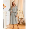 image:imageEkouaer Womens Robes Long Bathrobe Ribbed Knit Kimono Robe Soft Sleepwear  Lightweight Robes with Pockets Casual Ladies Loungewear Long Sleeves Midcalf LengthGray Apricot