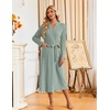 image:imageEkouaer Womens Robes Long Bathrobe Ribbed Knit Kimono Robe Soft Sleepwear  Lightweight Robes with Pockets Casual Ladies Loungewear Long Sleeves Midcalf LengthLight Green