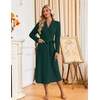 image:imageEkouaer Womens Robes Long Bathrobe Ribbed Knit Kimono Robe Soft Sleepwear  Lightweight Robes with Pockets Casual Ladies Loungewear Long Sleeves Midcalf LengthDark Green