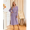 image:imageEkouaer Womens Robes Long Bathrobe Ribbed Knit Kimono Robe Soft Sleepwear  Lightweight Robes with Pockets Casual Ladies Loungewear Long Sleeves Midcalf LengthPurple