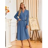 image:imageEkouaer Womens Robes Long Bathrobe Ribbed Knit Kimono Robe Soft Sleepwear  Lightweight Robes with Pockets Casual Ladies Loungewear Long Sleeves Midcalf LengthBlue