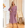 image:imageEkouaer Womens Robes Long Bathrobe Ribbed Knit Kimono Robe Soft Sleepwear  Lightweight Robes with Pockets Casual Ladies Loungewear Long Sleeves Midcalf LengthDusty Rose