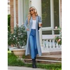 image:imageEkouaer Womens Robes Long Bathrobe Ribbed Knit Kimono Robe Soft Sleepwear  Lightweight Robes with Pockets Casual Ladies Loungewear Long Sleeves Midcalf LengthLight Blue