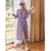 image:imageEkouaer Womens Robes Long Bathrobe Ribbed Knit Kimono Robe Soft Sleepwear  Lightweight Robes with Pockets Casual Ladies Loungewear Long Sleeves Midcalf LengthPurple