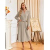 image:imageEkouaer Womens Robes Long Bathrobe Ribbed Knit Kimono Robe Soft Sleepwear  Lightweight Robes with Pockets Casual Ladies Loungewear Long Sleeves Midcalf LengthMocha Brown