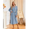 image:imageEkouaer Womens Robes Long Bathrobe Ribbed Knit Kimono Robe Soft Sleepwear  Lightweight Robes with Pockets Casual Ladies Loungewear Long Sleeves Midcalf LengthLight Blue