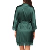 image:imageEkouaer Womens Silk Robes Short Lace Trim Satin Bride Bathrobe with Pockets  Soft satin fabricTwo Pockets Lace trim 34 sleevesInner tie Outer beltSleepwear Loungewear WeddingsDark Green