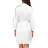image:imageEkouaer Womens Silk Robes Short Lace Trim Satin Bride Bathrobe with Pockets  Soft satin fabricTwo Pockets Lace trim 34 sleevesInner tie Outer beltSleepwear Loungewear WeddingsBright White