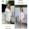 image:imageEkouaer Womens Silk Robes Short Lace Trim Satin Bride Bathrobe with Pockets  Soft satin fabricTwo Pockets Lace trim 34 sleevesInner tie Outer beltSleepwear Loungewear WeddingsBright White