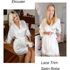 image:imageEkouaer Womens Silk Robes Short Lace Trim Satin Bride Bathrobe with Pockets  Soft satin fabricTwo Pockets Lace trim 34 sleevesInner tie Outer beltSleepwear Loungewear WeddingsBright White
