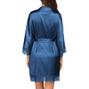 image:imageEkouaer Womens Silk Robes Short Lace Trim Satin Bride Bathrobe with Pockets  Soft satin fabricTwo Pockets Lace trim 34 sleevesInner tie Outer beltSleepwear Loungewear WeddingsBlue