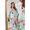 image:imageEkouaer Zip Up Robes for Women Short Zipper Front House Coats with Pockets  Short Sleeve Soft Duster Housecoat Ladies Robes Stretchy Zip Front Nightgown Lounger RobeGreen Flower