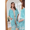 image:imageEkouaer Zip Up Robes for Women Short Zipper Front House Coats with Pockets  Short Sleeve Soft Duster Housecoat Ladies Robes Stretchy Zip Front Nightgown Lounger RobeGreen Floral