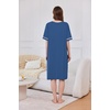 image:imageEkouaer Zip Up Robes for Women Short Zipper Front House Coats with Pockets  Short Sleeve Soft Duster Housecoat Ladies Robes Stretchy Zip Front Nightgown Lounger RobeNavy