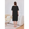 image:imageEkouaer Zip Up Robes for Women Short Zipper Front House Coats with Pockets  Short Sleeve Soft Duster Housecoat Ladies Robes Stretchy Zip Front Nightgown Lounger RobeBlack