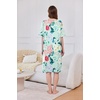 image:imageEkouaer Zip Up Robes for Women Short Zipper Front House Coats with Pockets  Short Sleeve Soft Duster Housecoat Ladies Robes Stretchy Zip Front Nightgown Lounger RobeGreen Flower