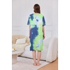 image:imageEkouaer Zip Up Robes for Women Short Zipper Front House Coats with Pockets  Short Sleeve Soft Duster Housecoat Ladies Robes Stretchy Zip Front Nightgown Lounger RobeTie Dye Blue