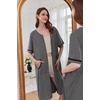 image:imageEkouaer Zip Up Robes for Women Short Zipper Front House Coats with Pockets  Short Sleeve Soft Duster Housecoat Ladies Robes Stretchy Zip Front Nightgown Lounger RobeDark Gray