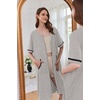 image:imageEkouaer Zip Up Robes for Women Short Zipper Front House Coats with Pockets  Short Sleeve Soft Duster Housecoat Ladies Robes Stretchy Zip Front Nightgown Lounger RobeLight Grey