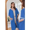 image:imageEkouaer Zip Up Robes for Women Short Zipper Front House Coats with Pockets  Short Sleeve Soft Duster Housecoat Ladies Robes Stretchy Zip Front Nightgown Lounger RobeBlue
