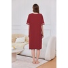 image:imageEkouaer Zip Up Robes for Women Short Zipper Front House Coats with Pockets  Short Sleeve Soft Duster Housecoat Ladies Robes Stretchy Zip Front Nightgown Lounger RobeWine Red