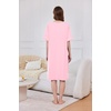 image:imageEkouaer Zip Up Robes for Women Short Zipper Front House Coats with Pockets  Short Sleeve Soft Duster Housecoat Ladies Robes Stretchy Zip Front Nightgown Lounger RobePink