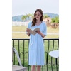 image:imageEkouaer Zip Up Robes for Women Short Zipper Front House Coats with Pockets  Short Sleeve Soft Duster Housecoat Ladies Robes Stretchy Zip Front Nightgown Lounger RobeLight Blue